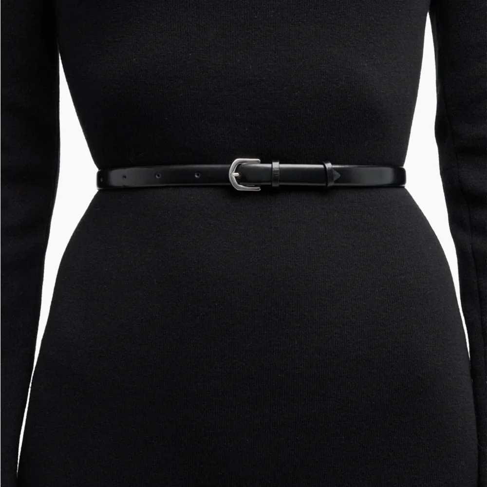 Toteme Skinny Leather Belt, Black - Picture 3 of 17